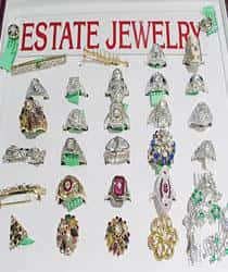 Collection of Estate Jewelry on display at Emerald City Jewelers in Cleveland, Ohio