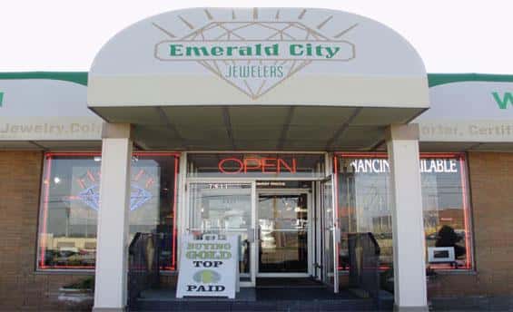 Storefront of Emerald City Jewelers in Parma Ohio